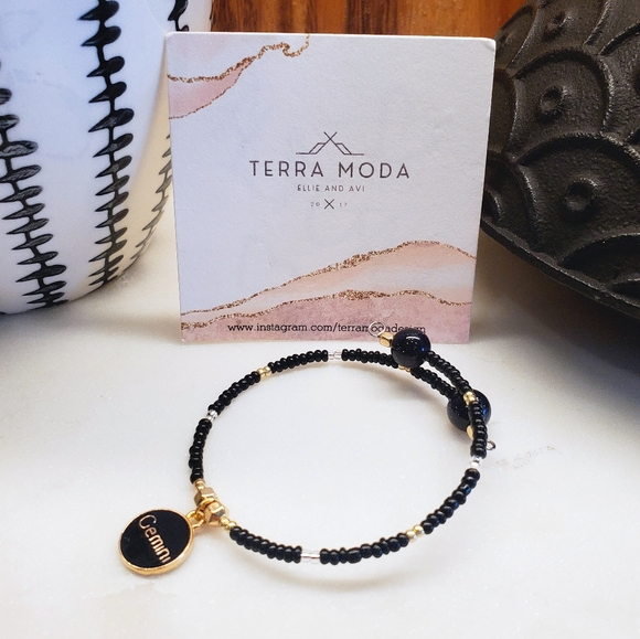 Gold and Blue Goldstone Zodiac Bangle - Picture 6 of 7